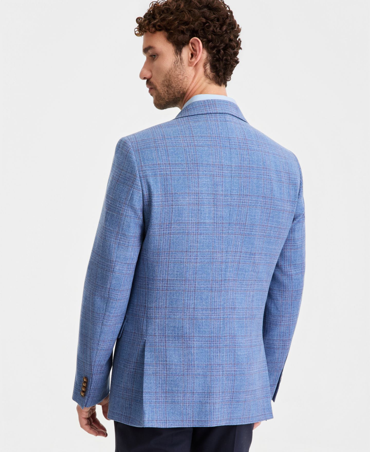 Мужские пиджаки Ted by Ted Baker Blue Plaid Modern-Fit Blazer, цвет: Синий — фото 4