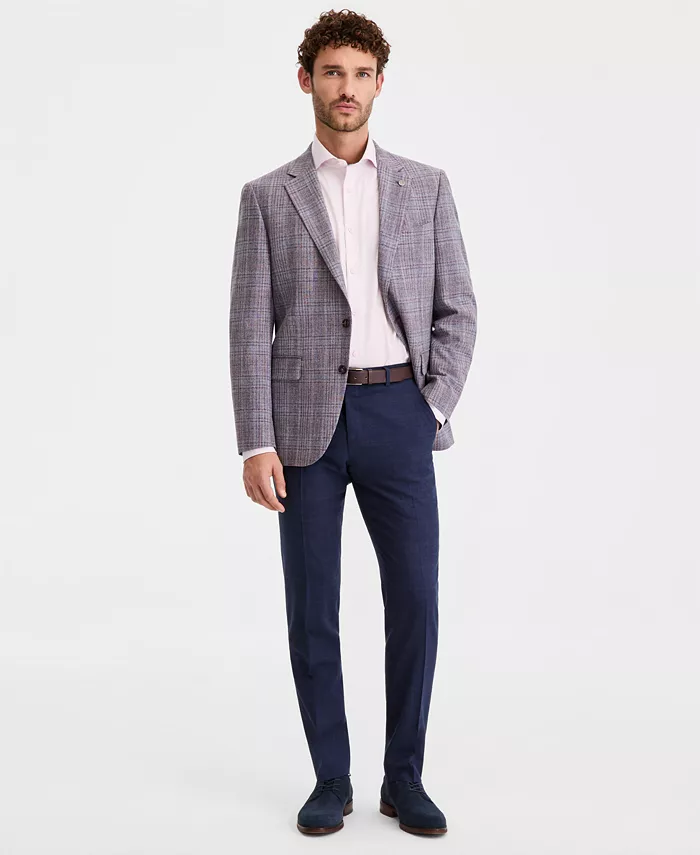 Men's Purple Plaid Modern-Fit Blazer - thumbnail 2