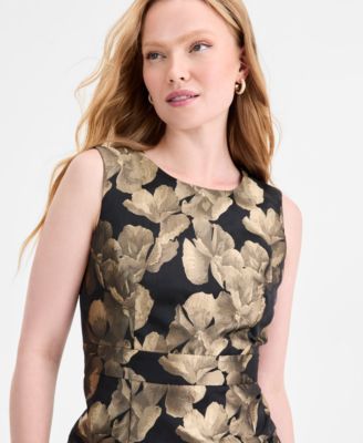 Women's Damask Sleeveless Sheath Dress, Regular & Petite