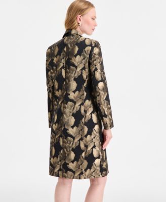 Women's Metallic Textured Coat, Regular and Petite Sizes