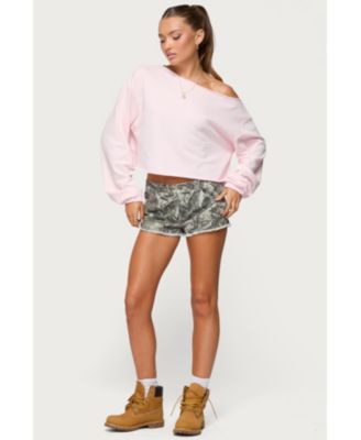 Womens Joyce Camo Low Rise Denim Shorts