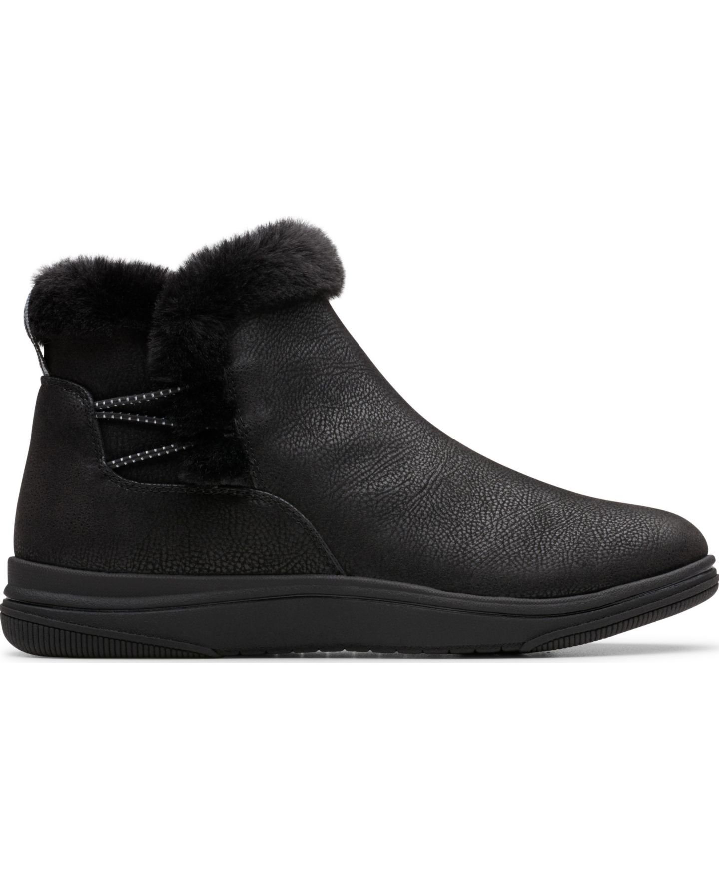 Женские ботинки Clarks Breeze Faux Fur Round Toe Booties, цвет: Чёрный — фото 2