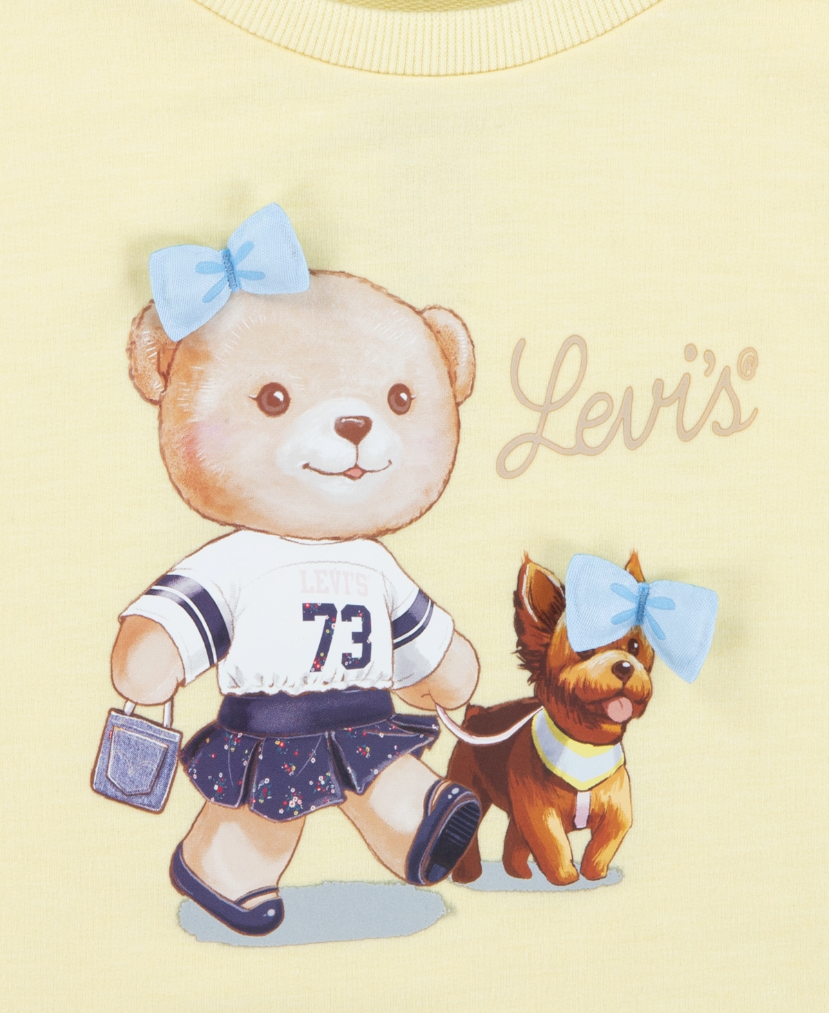 Levi's Baby Girls Bear Graphic Top And Wide-leg Jeans, 2 Piece Set In Multi