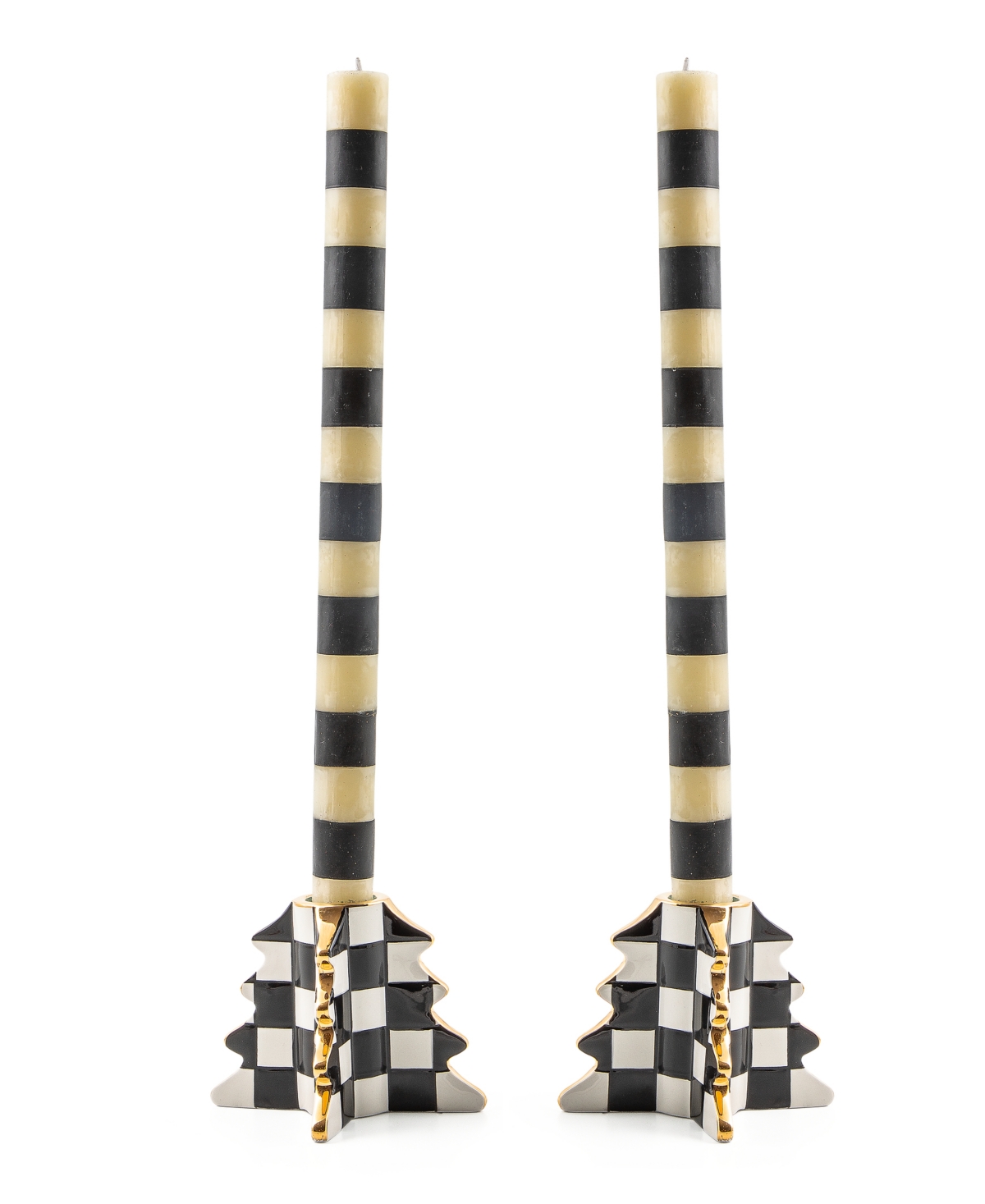 Mackenzie-childs Check Tree Candle Holders, Set Of 2 In Multi