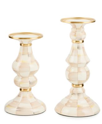 Mocha Check Medium Pillar Candlestick