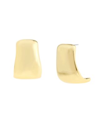 Gold Vintage Curved Button Earrings