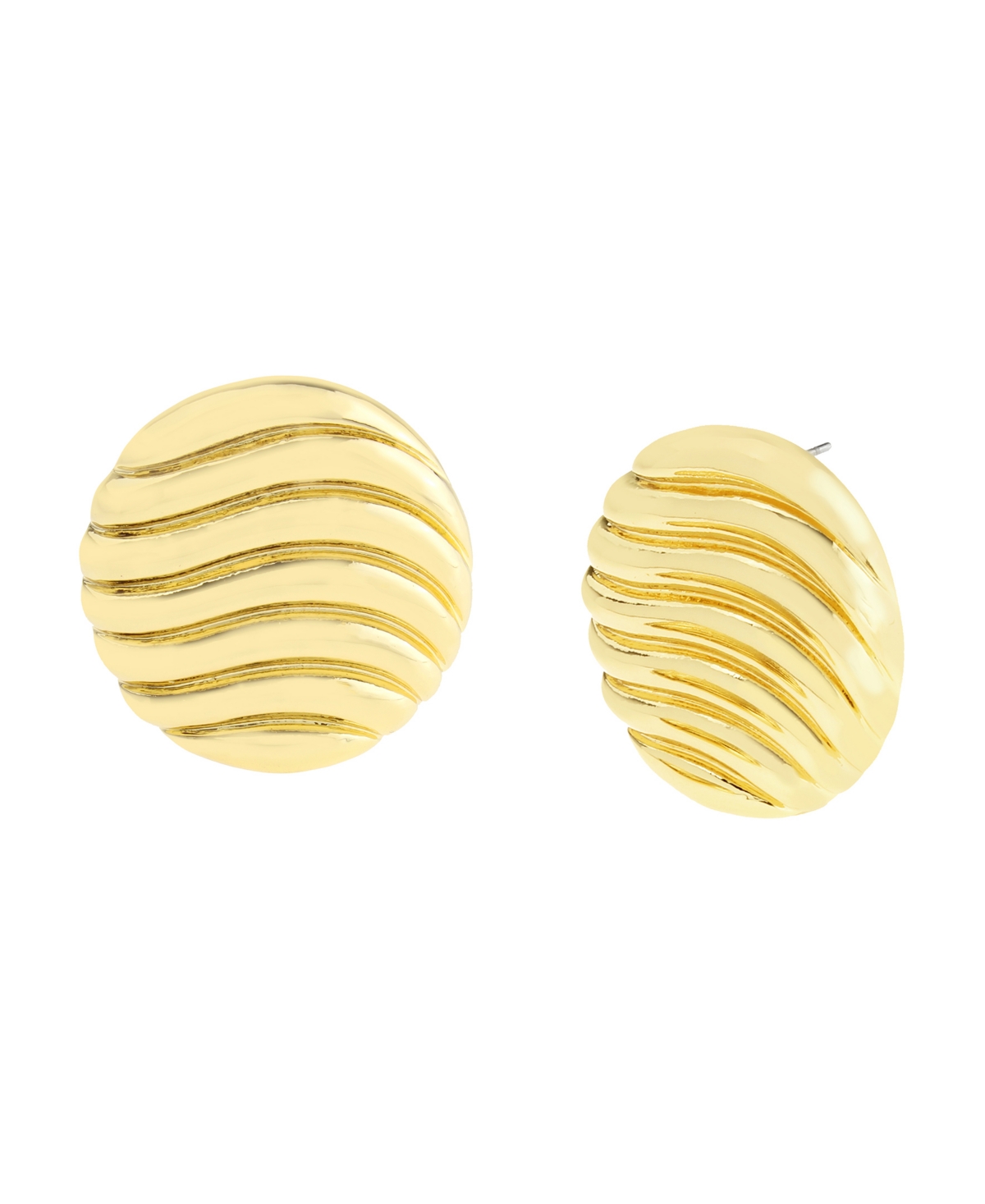 Steve Madden Gold Vintage Ribbed Circle Button Earrings