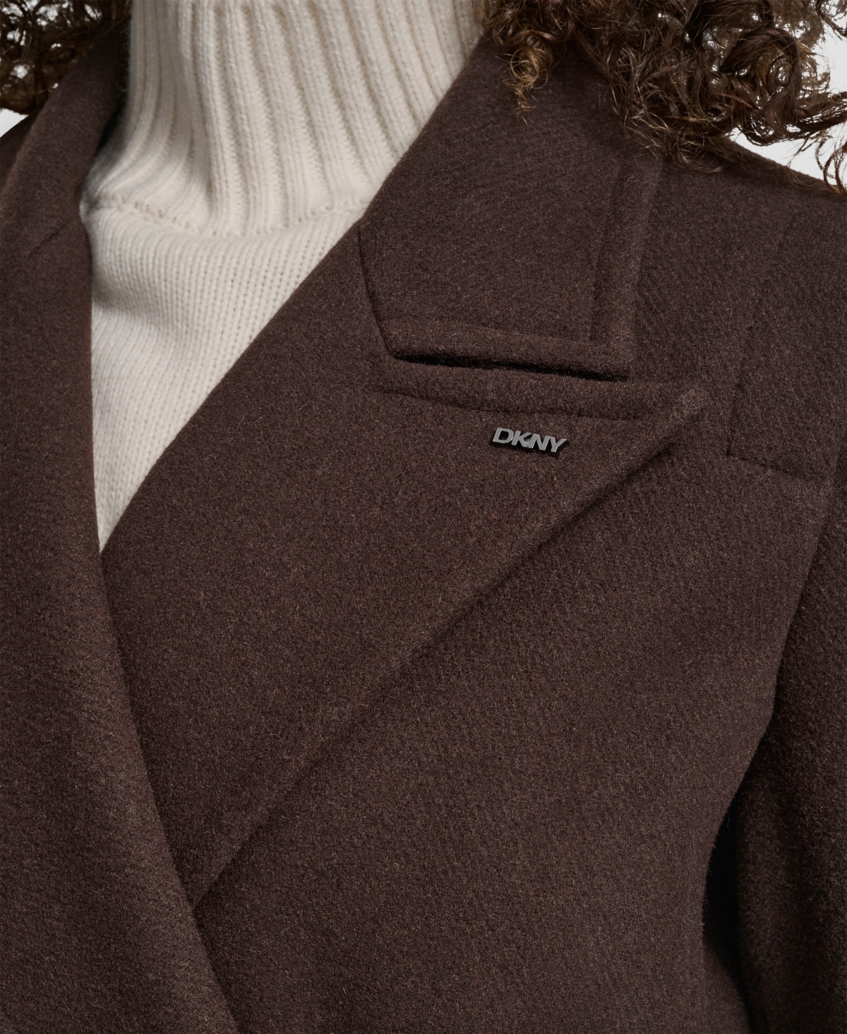 Dkny Women's Notch Collar Belted Wrap Coat In Brown