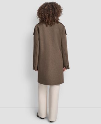 Women's Double-Breasted Funnel Neck Military Coat