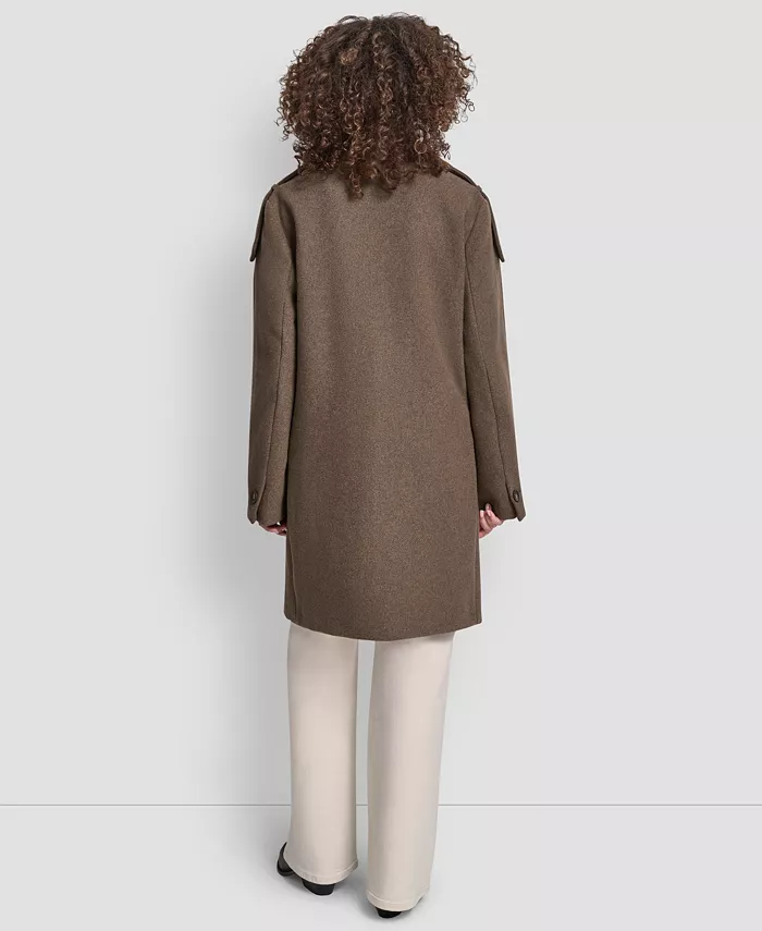 Women's Double-Breasted Funnel Neck Military Coat - thumbnail 5