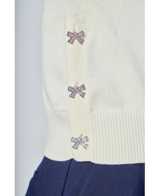 Women's Side Bow Buttoned Knit Top