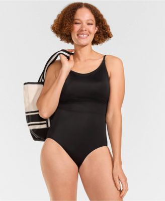 Women's D-Cup Tugless Thin Strap One Piece Swimsuit