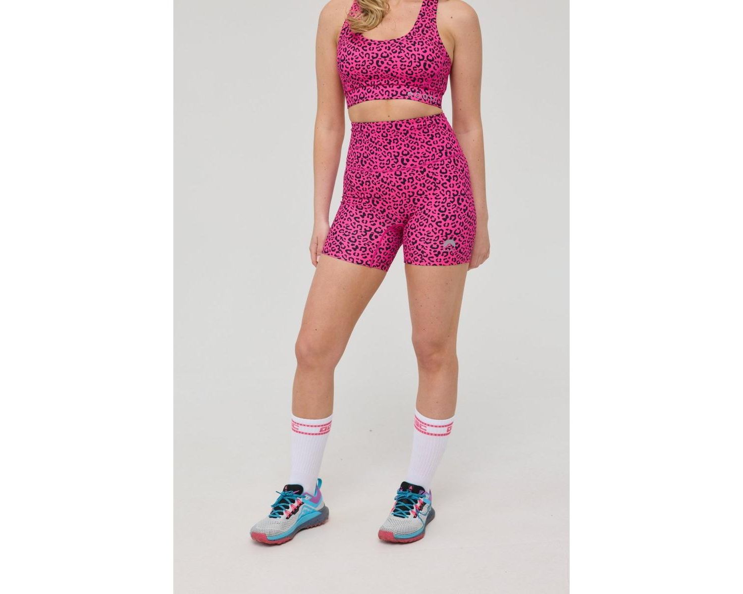 Women's Infinite High Waisted Shorts - Pink Leopard