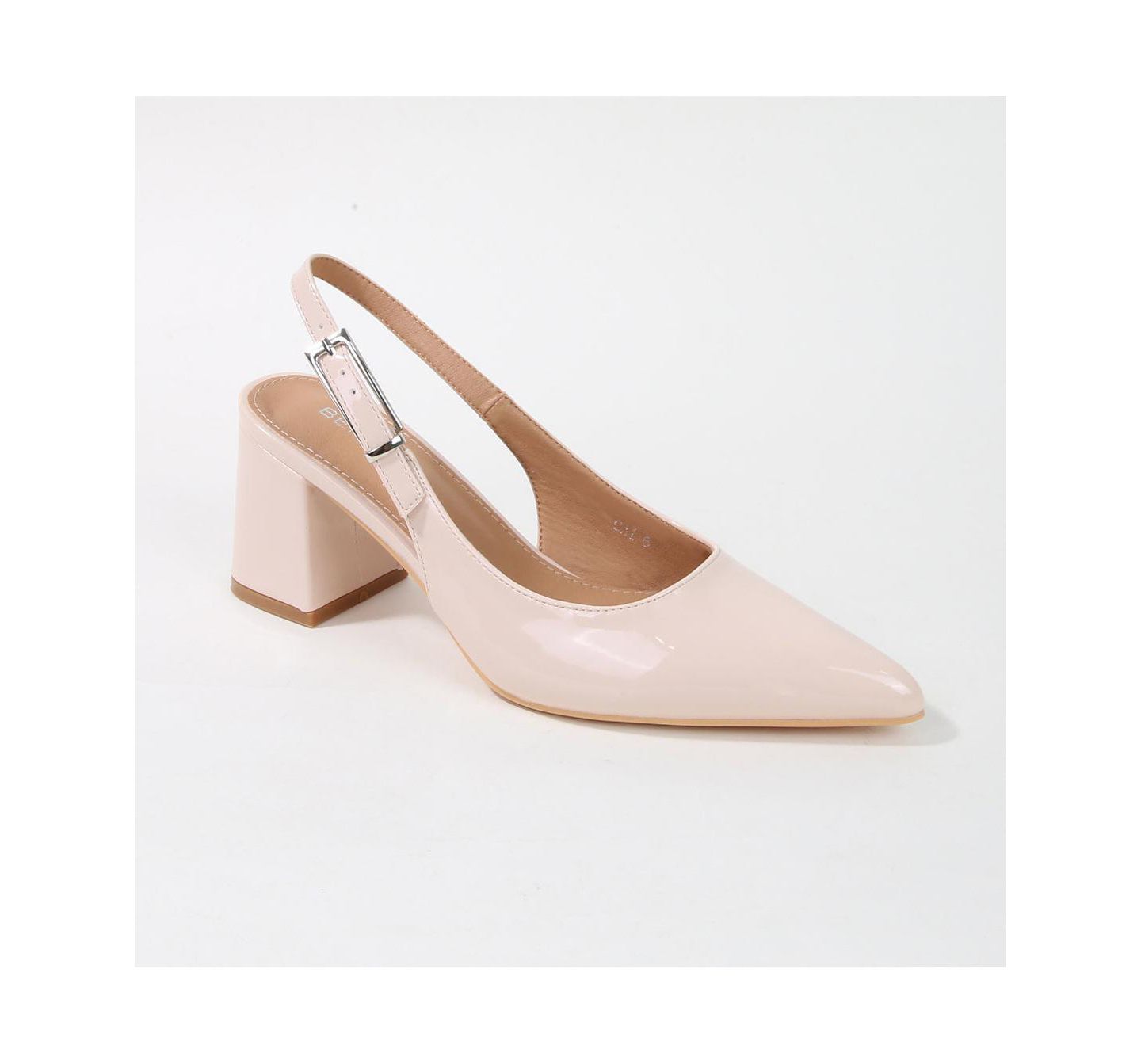 Женские туфли BERNESS Cai Patent Block Heel Slingback, цвет: Бежевый — фото 1