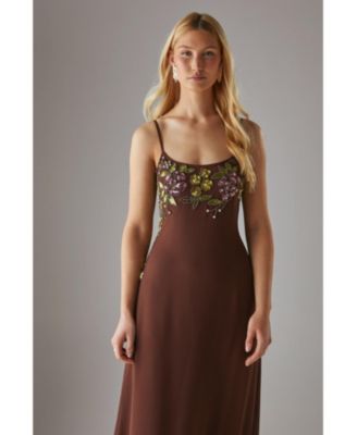 Embellished Strappy Sequin Midi Dress