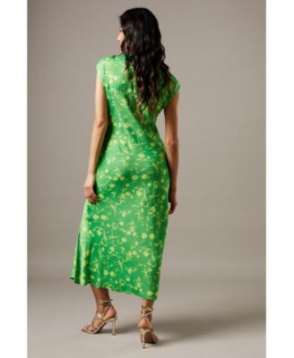 Women's Crinkle Satin Button Side Midi Dress