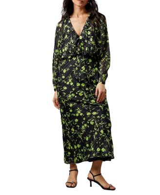 Women's Shadow Stripe Floral Batwing Midi Dress