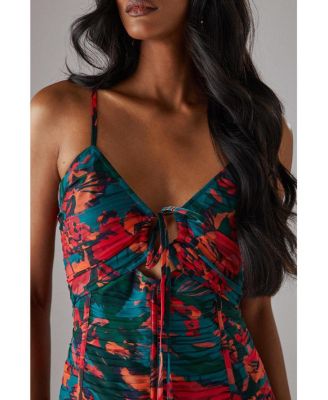 Women's Chiffon Gathered Channel Midi Dress