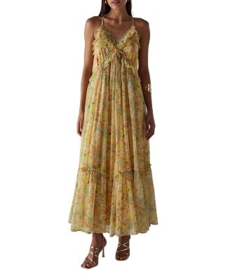 Chiffon Ruffle Strappy Floaty Maxi Dres