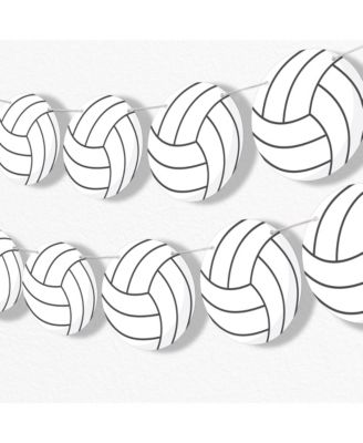 Volleyball Garland Banner, 30 Feet of Cord, 15 Double-Sided White Volleyballs