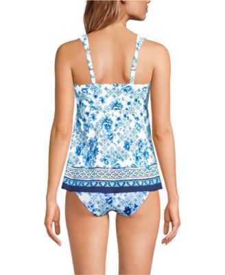 Women's Petite Adjustable Scoop Neck Flutter Tankini Top