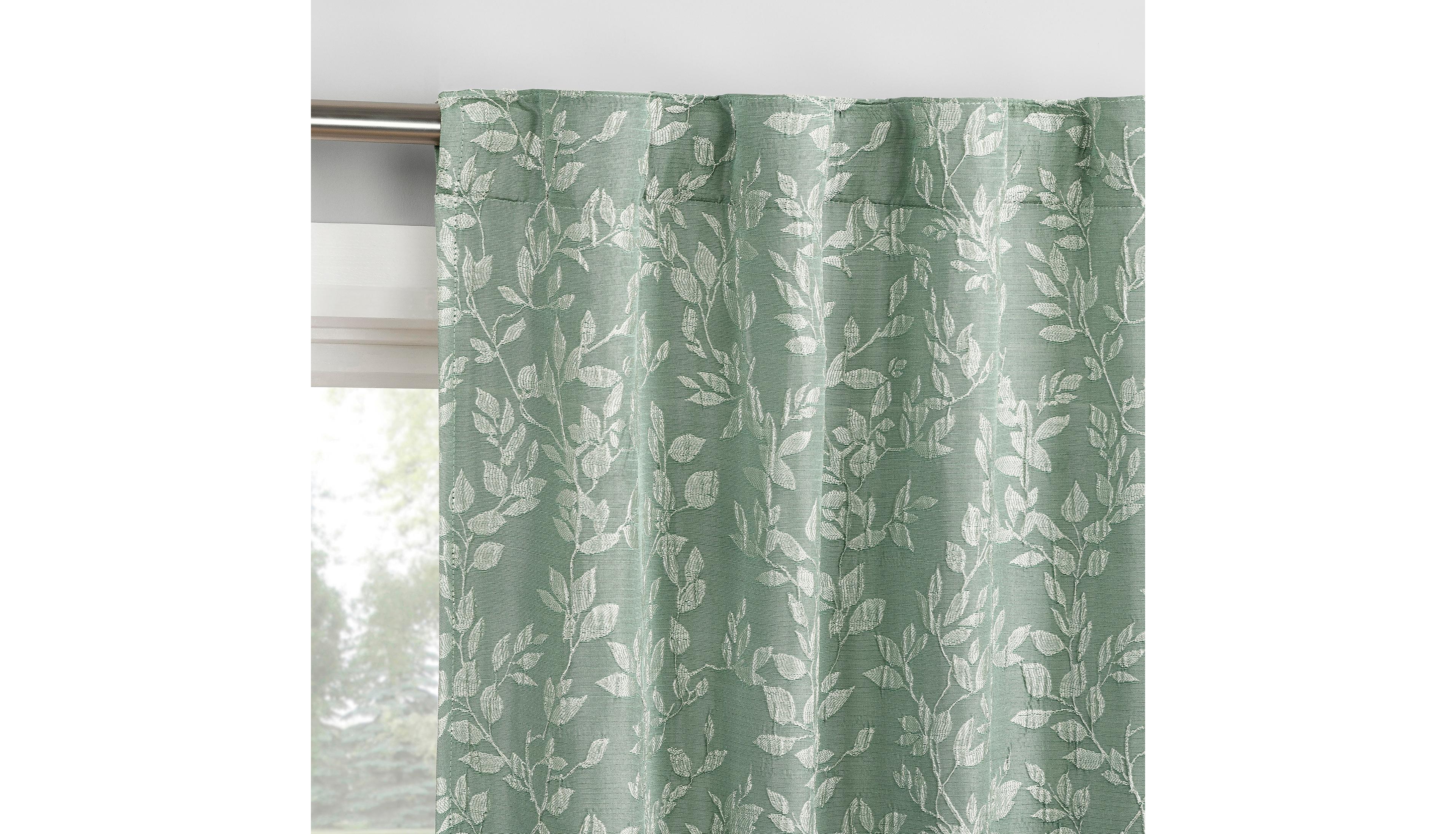 Sun Zero Elmira Foliage Woven Jacquard 100% Blackout Back Tab Curtain Panel Pair