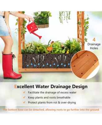 2PCS Raised Garden Bed Planter Box w/ Side & Top Trellis for Vine Climbing Plants 43.5'' x 17.5'' x 44.5''