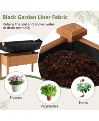 Raised Garden Bed Elevated Fir Wood Planter Box w/ Drain Hole Garden Planter
