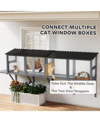 Outdoor Cat Catio, Cat Enclosure Window Perch with Jumping Platform