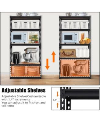 Heavy Duty Storage Shelves, 5-Tier Adjustable Garage Shelving Unit, Metal Storage Utility Rack Shelf for Warehouse, Pantry, Kitchen, Basement, 35" W x 18" D x 72" H, Black
