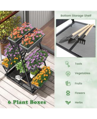 Lockable Wheels Drainage Holes 3-tier Vertical Garden Planter Box