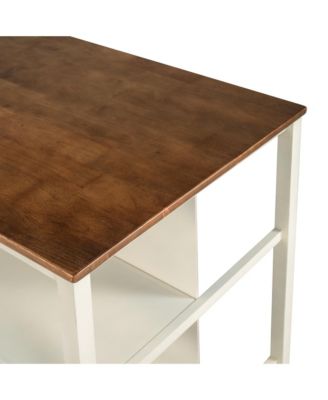 CASAINC 45" Solid Wood Butcher Block with Open Shelves Kitchen Island