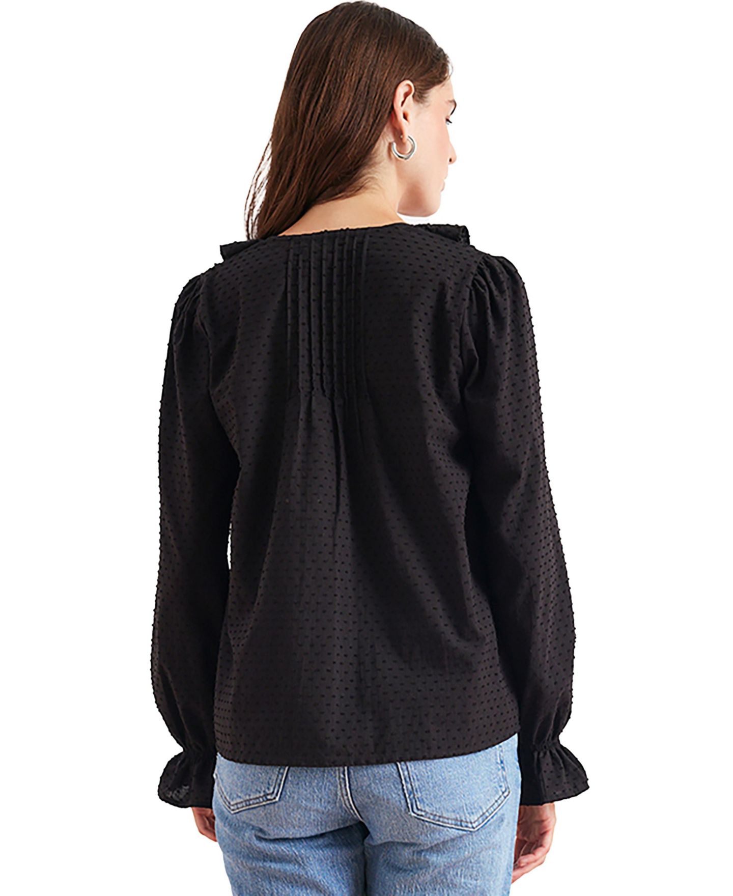 Женская рубашка Paneros Clothing Cotton Long Sleeve Chloe Shirt in, цвет: Чёрный — фото 3