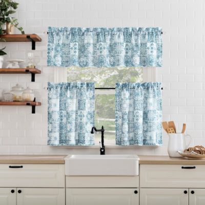 Greco Mosaic Semi-Sheer Rod Pocket Kitchen Curtain Valance