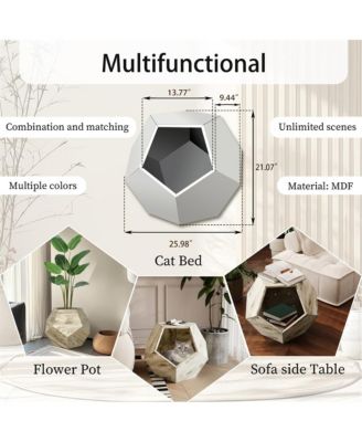 25.98" Pet Carrier Side Table Planter in Colored Oak