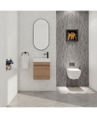 18 Inch Bathroom Vanity with White Resin Sink and Soft-Close Cabinet Door