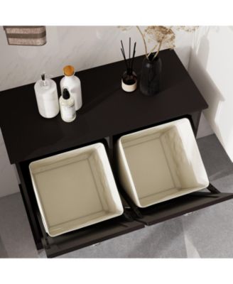 Two-Compartment Tilt-Out Laundry Sorter Cabinet with Hidden Storage