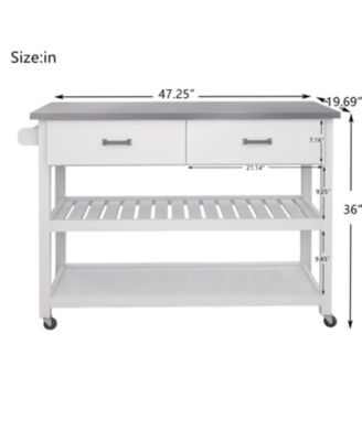 Kitchen Cart with Stainless Steel Top and Two Drawers for Versatile Storage