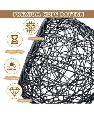 Brown Rattan Cat Egg Chair with Stand and Cushion