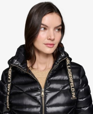 KARL LAGERFELD PARIS Women's Drawstring Puffer Coat - Macy's