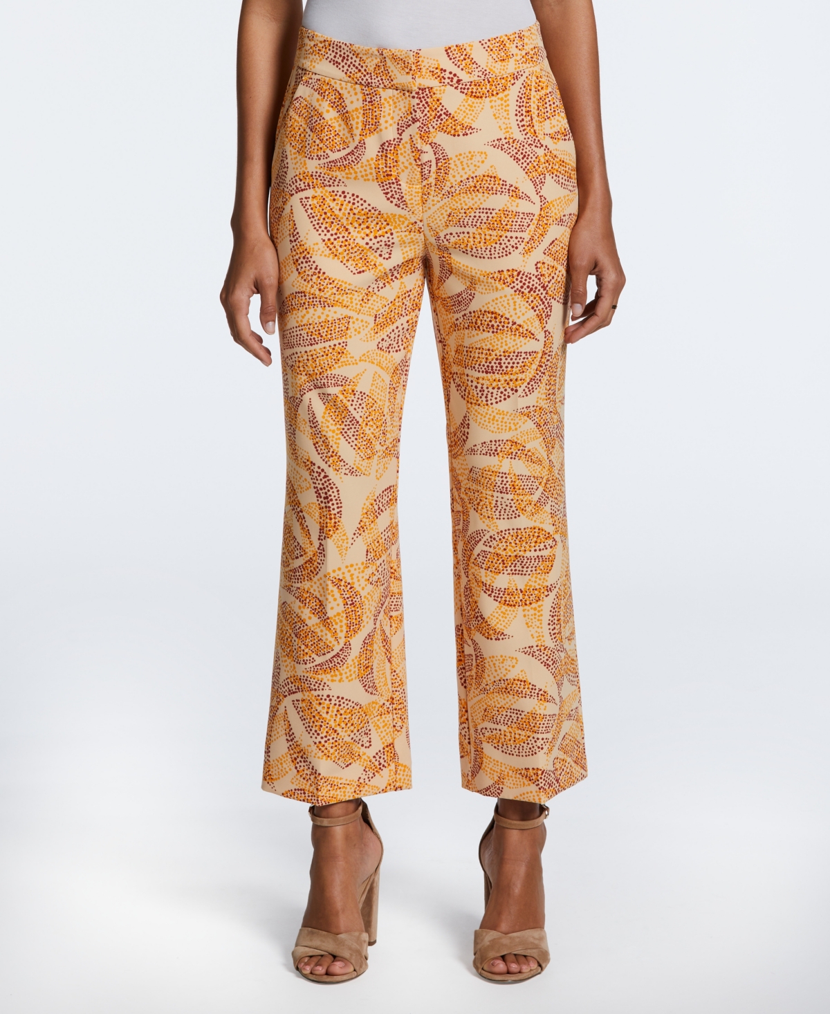 Ella Rafaella Women's Petite Batik Print Cropped Culotte Pant In Yellow
