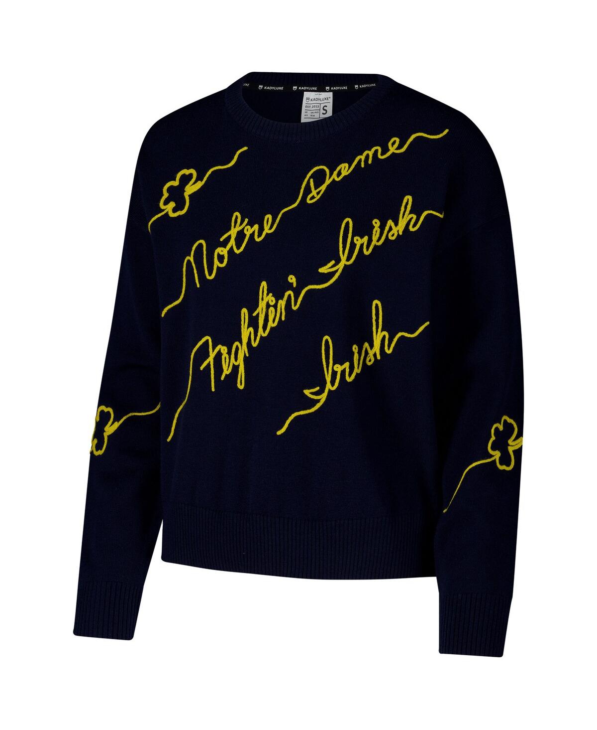 Kadyluxe Women's Navy Notre Dame Fighting Irish Love Note Pullover Sweater In Blue