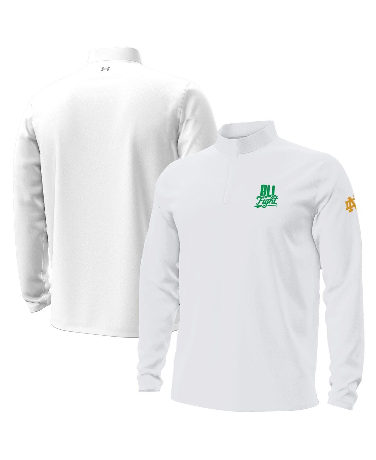 Under Armour Men's White Notre Dame Fighting Irish All Fight Motion Quarter-zip Sweatshirt In White