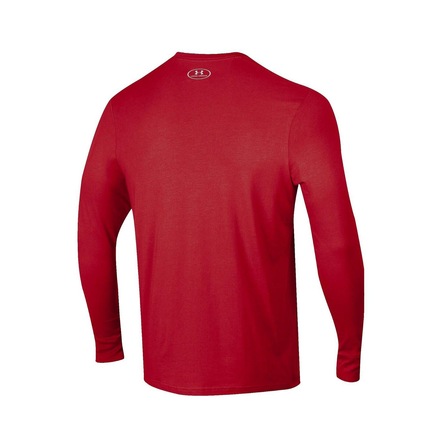 Мужская футболка Under Armour Red Maryland Terrapins 2025 Sideline Football Performance Long Sleeve — фото 2