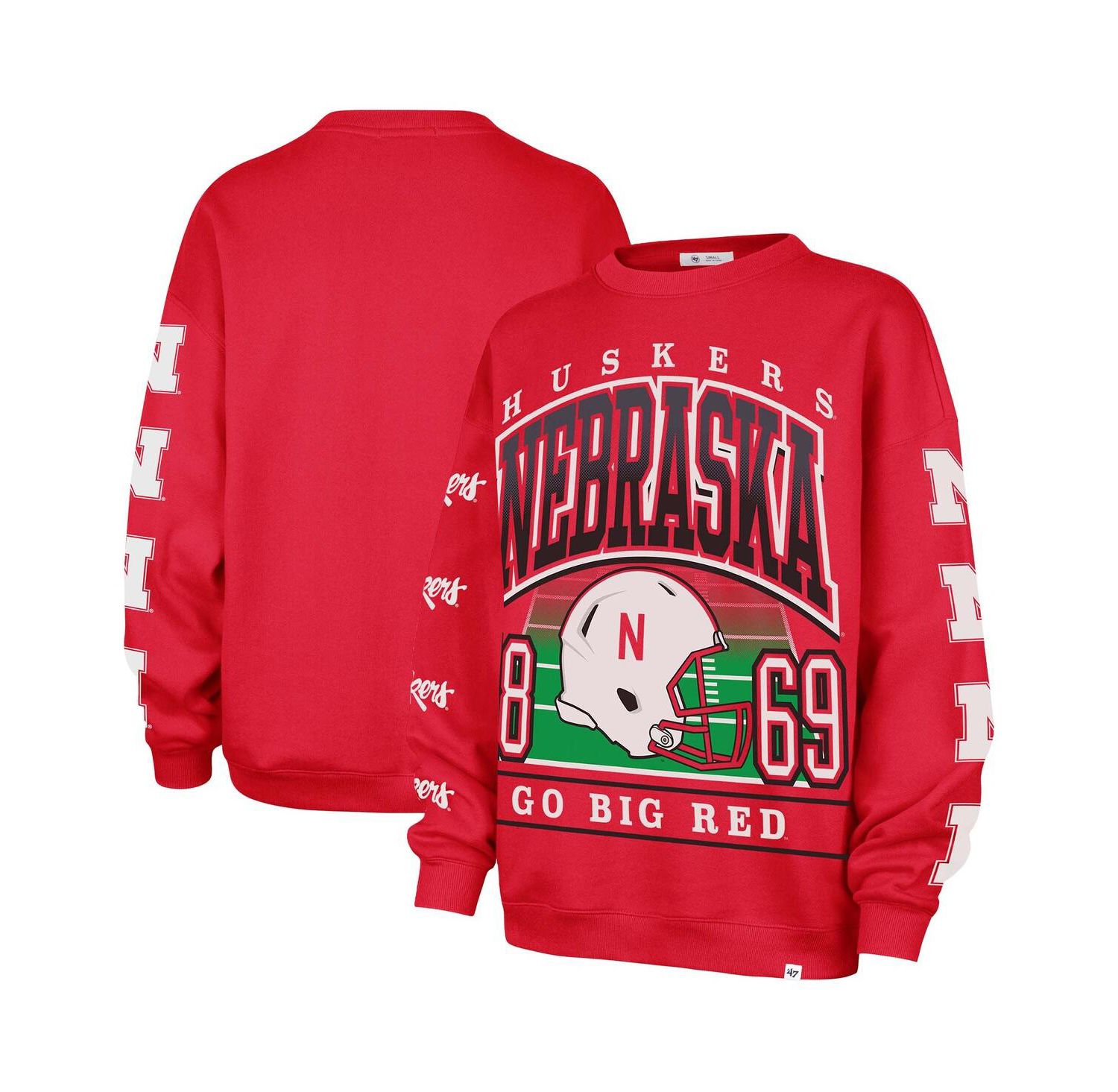 Women's Scarlet Nebraska Huskers Go Big Oversized Pullover Sweatshirt