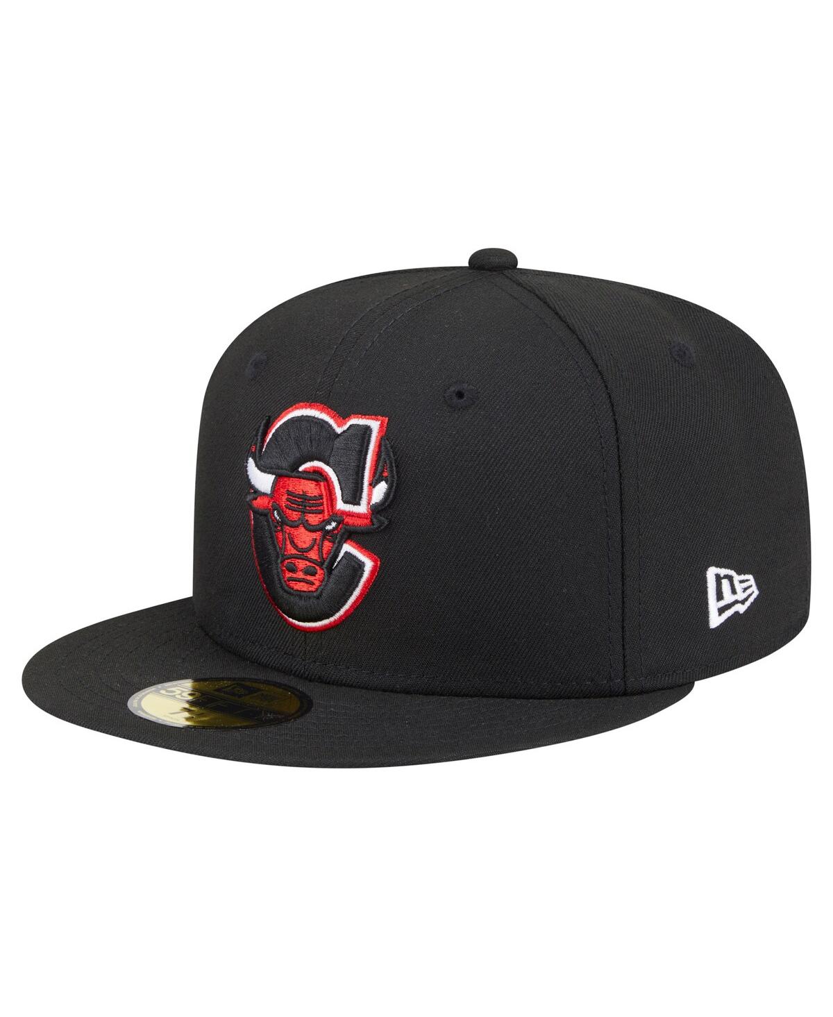 New Era Men's Black Chicago Bulls Deceptor 59fifty Fitted Hat In Black