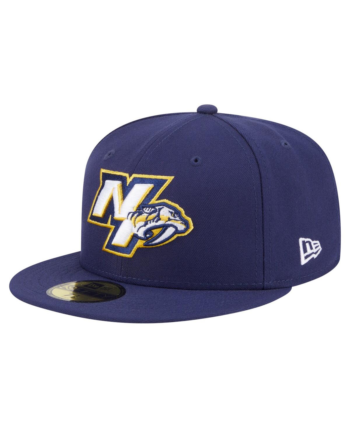 New Era Men's Navy Nashville Predators Deceptor 59fifty Fitted Hat In Blue