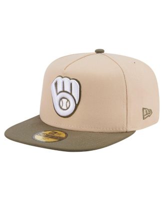 New Era - Men's Light Beige/Olive Milwaukee Brewers Two-Tone Color Pack A-Frame 59FIFTY Fitted Hat