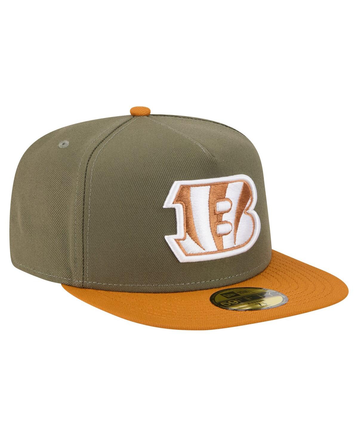 New Era Men's Olive/brown Cincinnati Bengals Color Pack A-frame 59fifty Fitted Hat In Green