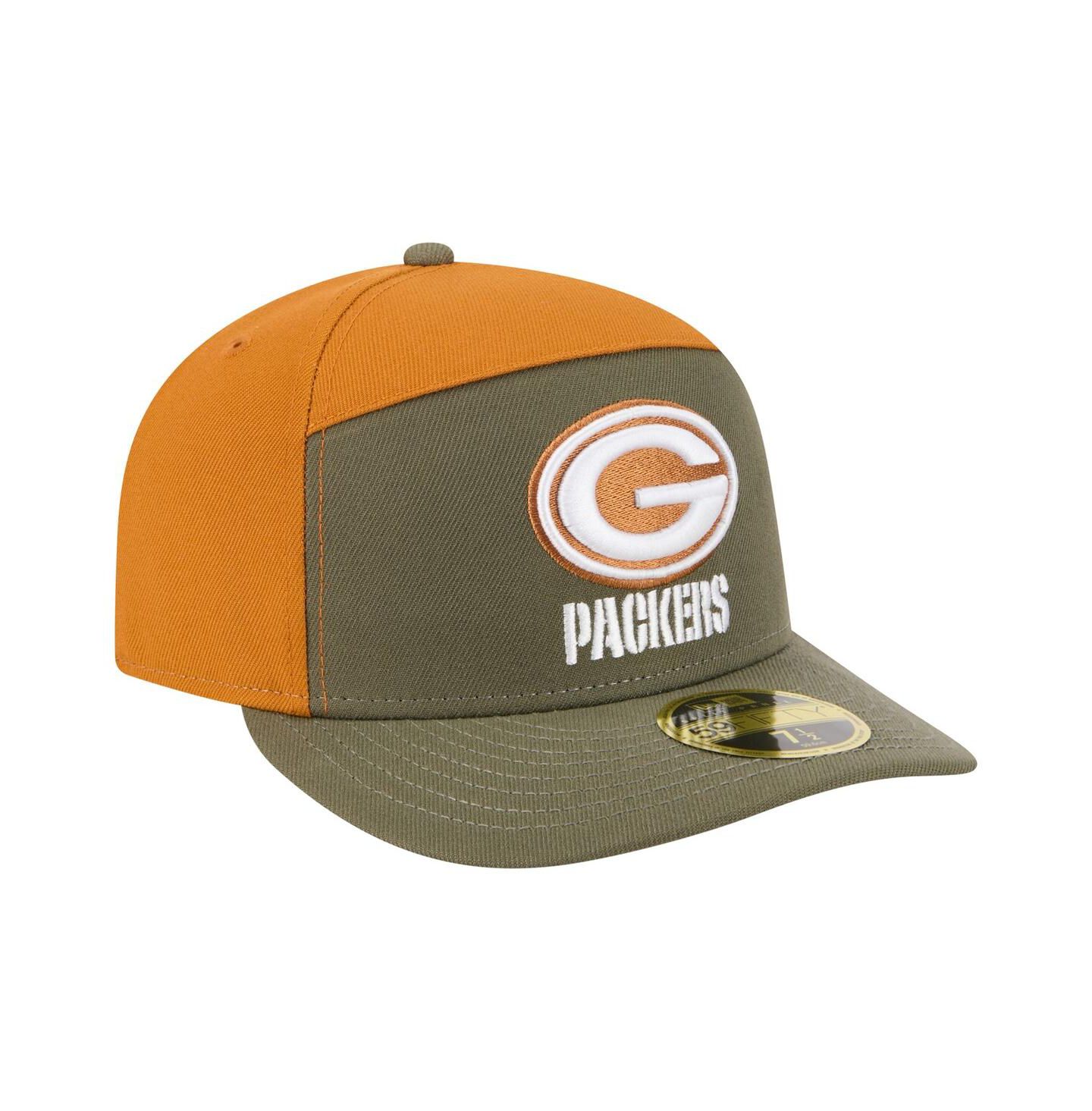 Мужские головные уборы New Era Olive/Brown Green Bay Packers Two-Tone Color Pack Split Panel 59FIFTY Fitted Hat — фото 3